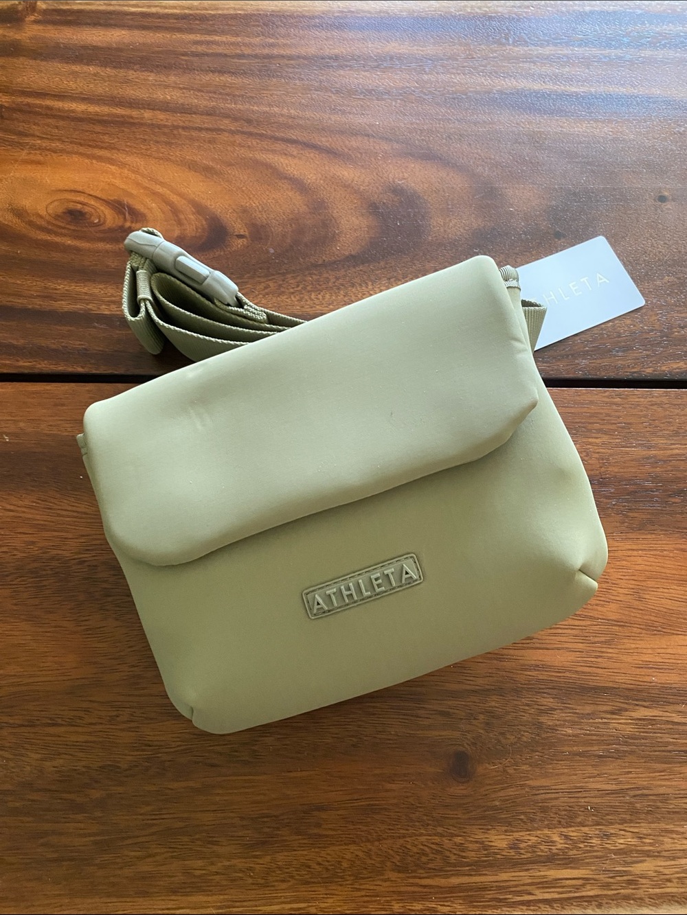 Athleta Olive Green Crossbody Pouch with Flap Diem Fanny Pack